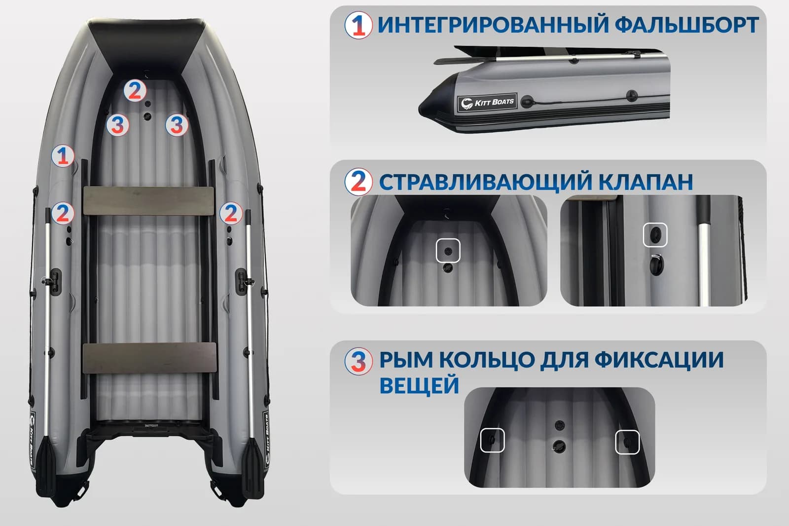 KITT BOATS лодка ПВХ 370 НДНД + фальшборт