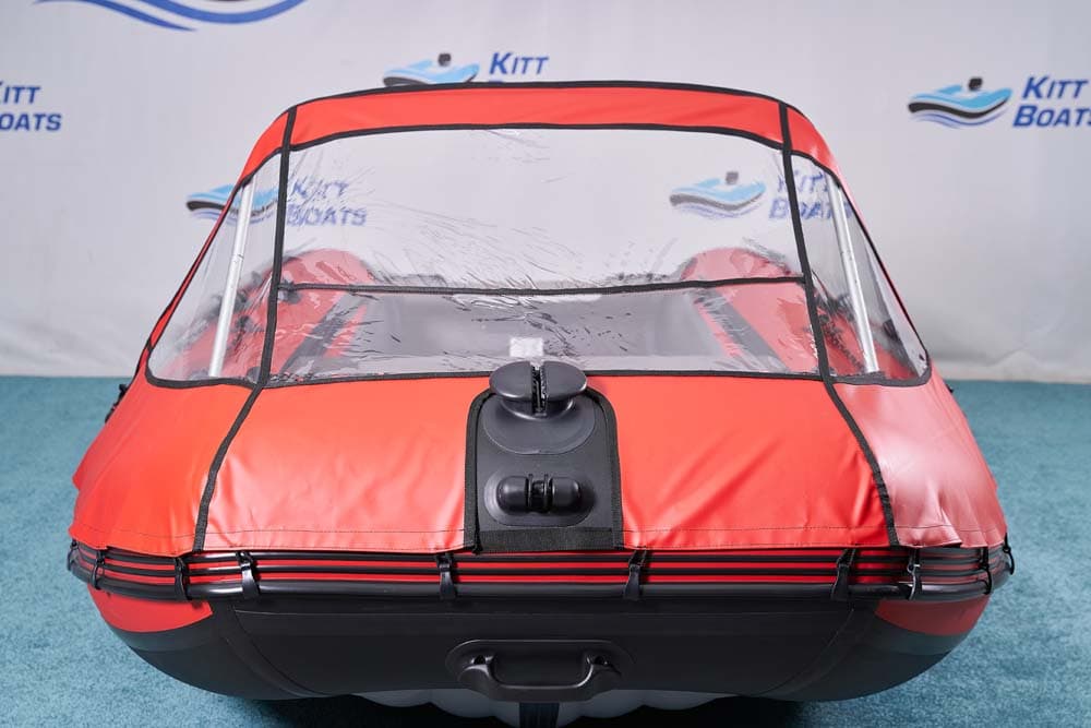 Носовой тент прозрачный для лодки ПВХ KITT BOATS 385