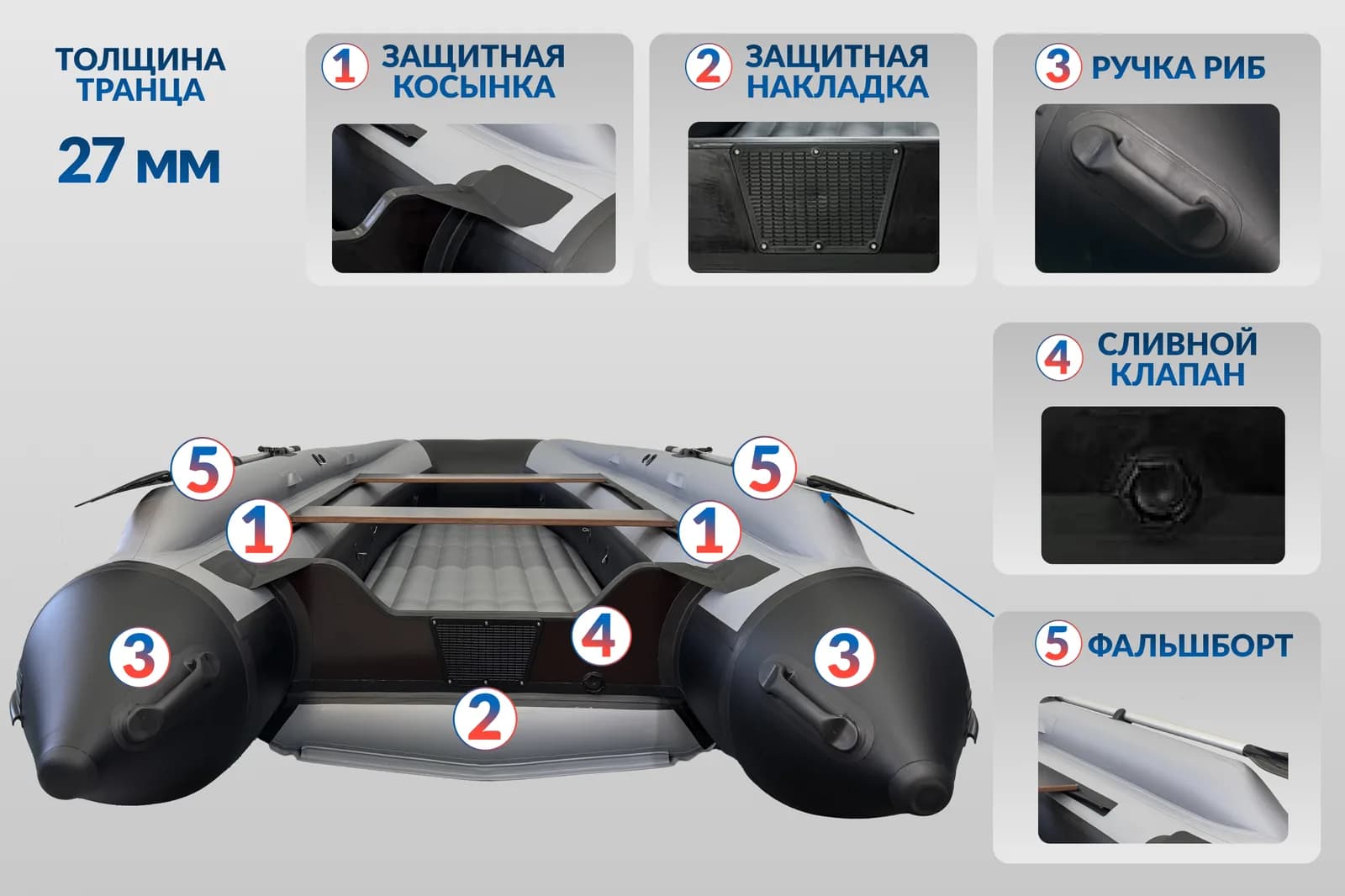 KITT BOATS лодка ПВХ 430 НДНД + фальшборт