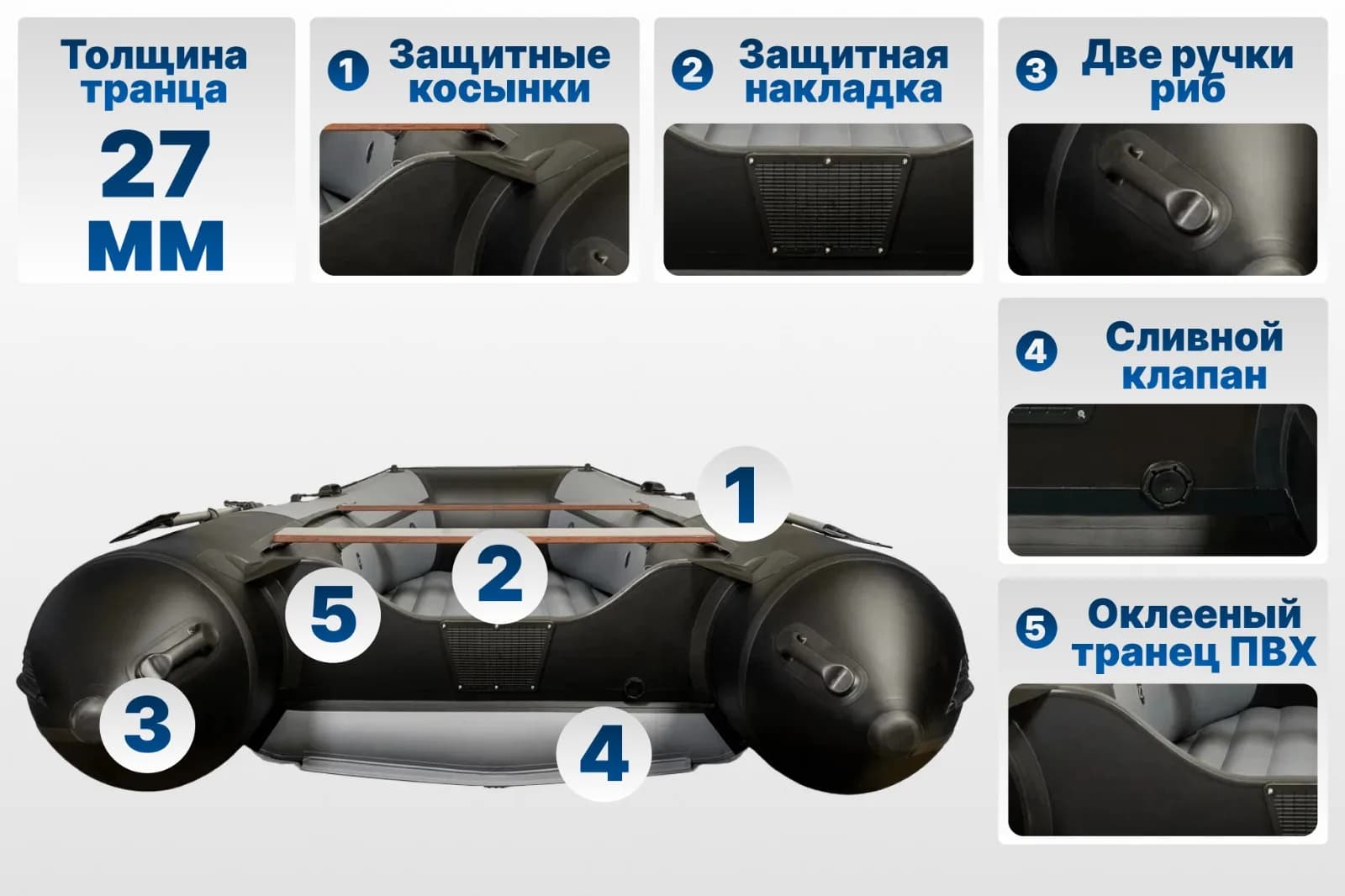 KITT BOATS лодка ПВХ 450 НДНД фальшборт